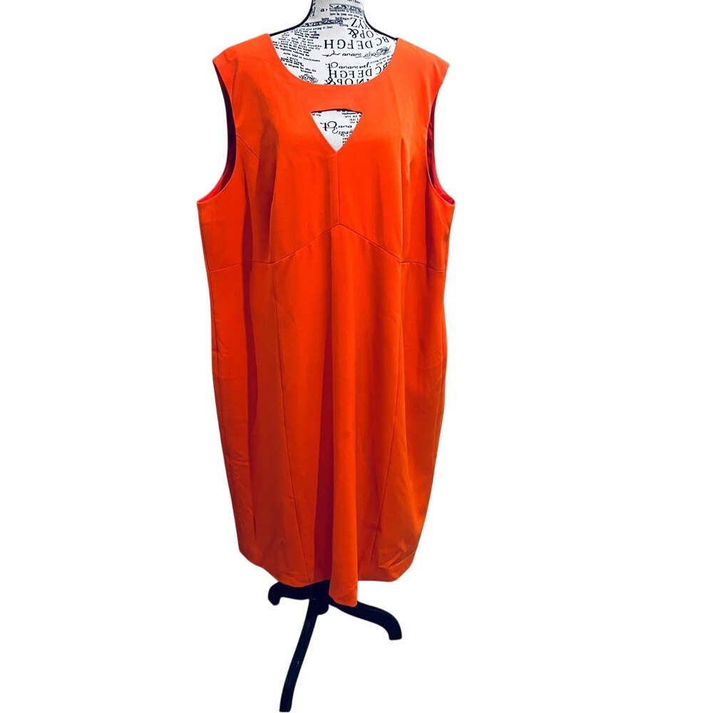 Kasper Vibrant Orange Sleeveless Midi Dress